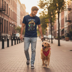 Camiseta de Cachorro Motociclista Rebelde Vintage