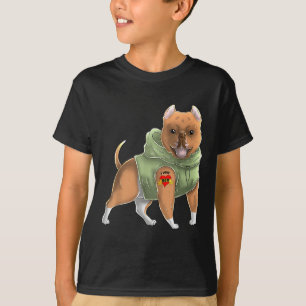 Camiseta de cachorro Pitbull Eu Amo Mãe Tatuagem P