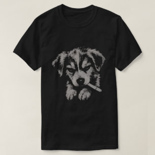 Camiseta de Cachorro Rebelde com Cigarro
