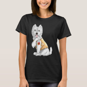 Camiseta de Cachorro Tatuagem Westie Eu Amo Mãe Pi