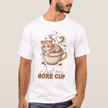 Camiseta de café com gatinho fofo 'Mais uma xícara