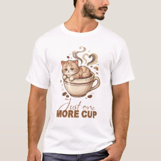 Camiseta de café com gatinho fofo 'Mais uma xícara