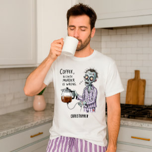 Camiseta de Café de Zumbi Engraçado com Humor Sarc
