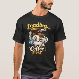 Camiseta de Café Primeiro Fofo Sonolento Café