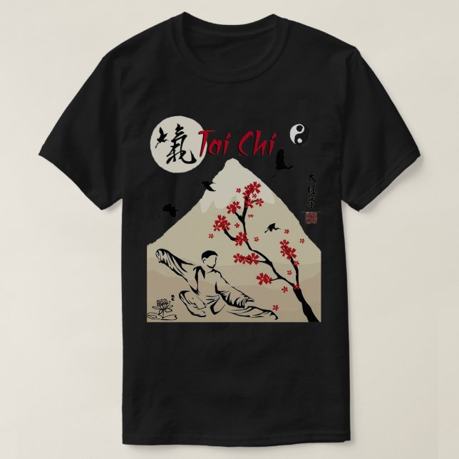 Camiseta de caligrafia de Qigong para Tai Chi Love (Frente do Design)