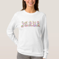 Camiseta de Caligrafia Rasgada Colorida Jesus
