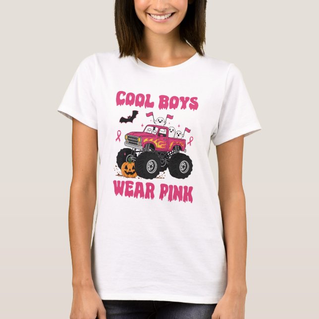 Camiseta de Caminhão Monstro Rosa para Meninos Leg (Frente)