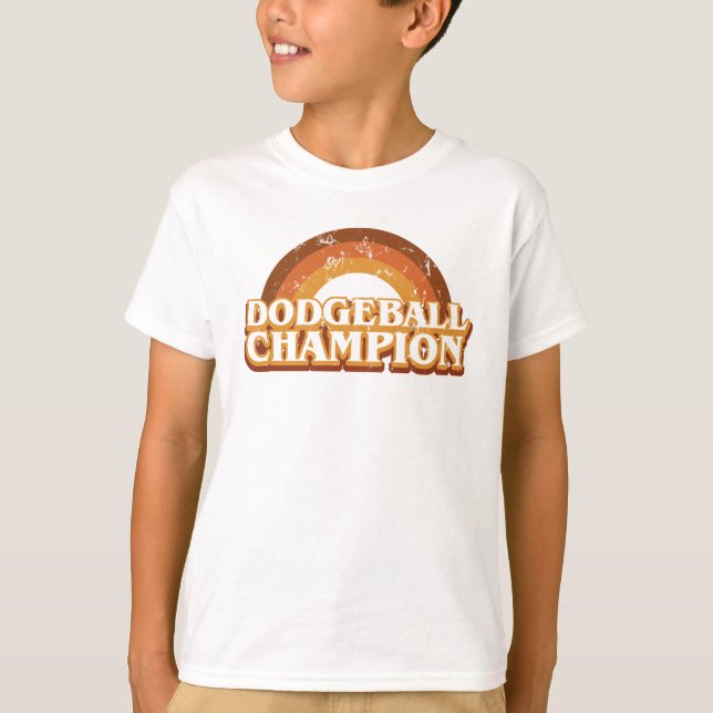 Camiseta de Campeão de Dodgeball Retro Kids Ringer (Frente)