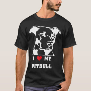 Camiseta de cão Pitbull Eu Amo Meu Cachorro Pitbul