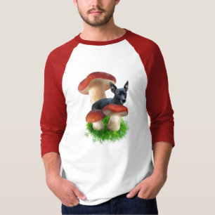 Camiseta de cão vermelha do cogumelo