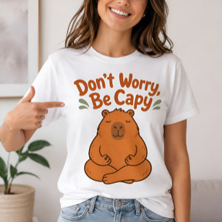 Camiseta de Capivara Fofa 'Não se Preocupe, Seja C