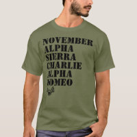 Camiseta de Carros de Estoque de Alfabetos Militar