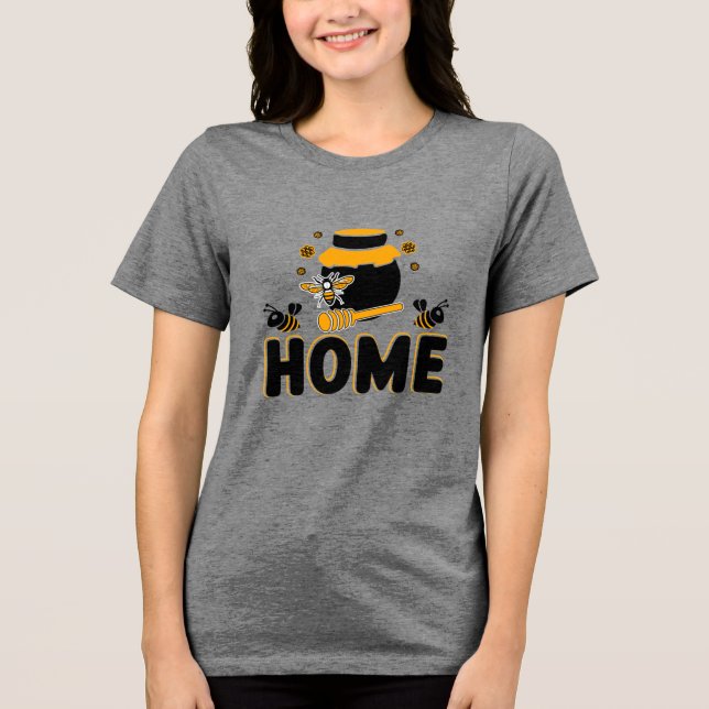 Camiseta de Cartoon Bee Honey Jar "HOME" (Frente)