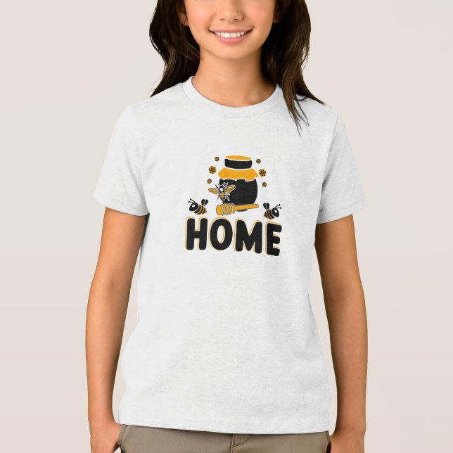 Camiseta de Cartoon Bee Honey Jar "HOME" (Frente)