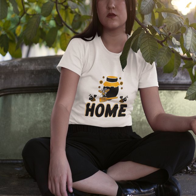 Camiseta de Cartoon Bee Honey Jar "HOME" (Cartoon Bee and Honey Jar "HOME" )