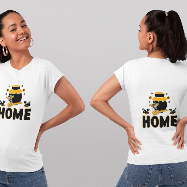 Camiseta de Cartoon Bee Honey Jar "HOME" (Criador carregado)