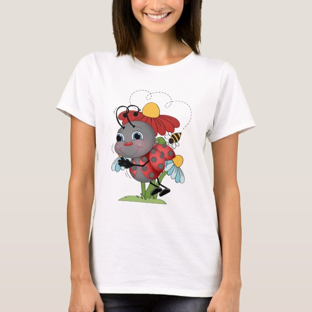 Camiseta de cartoon ladybug mulheres insetos (Frente)