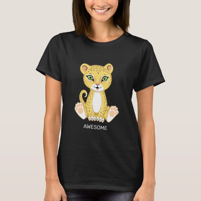 Camiseta de Cartoon Selvagem Jovem-Leopardo (Frente)