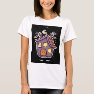 Camiseta de Casa Assombrada Fofa com Janelas Brilh