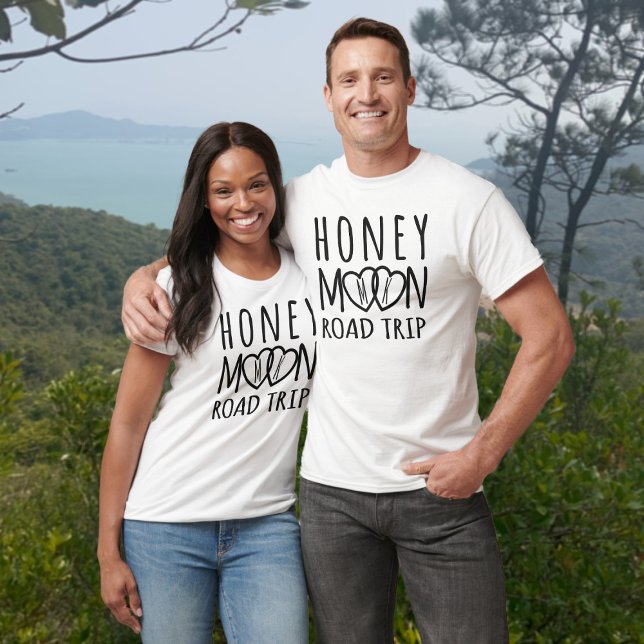 Camiseta de Casal Combinando para Viagem de Lua de (Criador carregado)