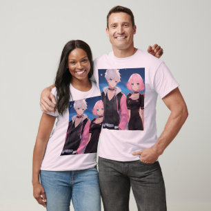 Camiseta de Casal de Animes - Design de Menino e R