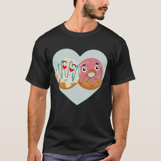 Camiseta de casal de donut fofo amor