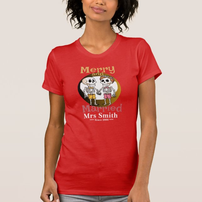 Camiseta de casal de esqueleto engraçado (Frente)