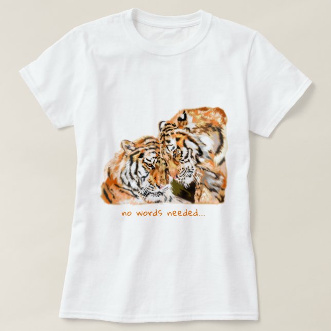 Camiseta de Casal Tigre com Texto Personalizado (Frente do Design)