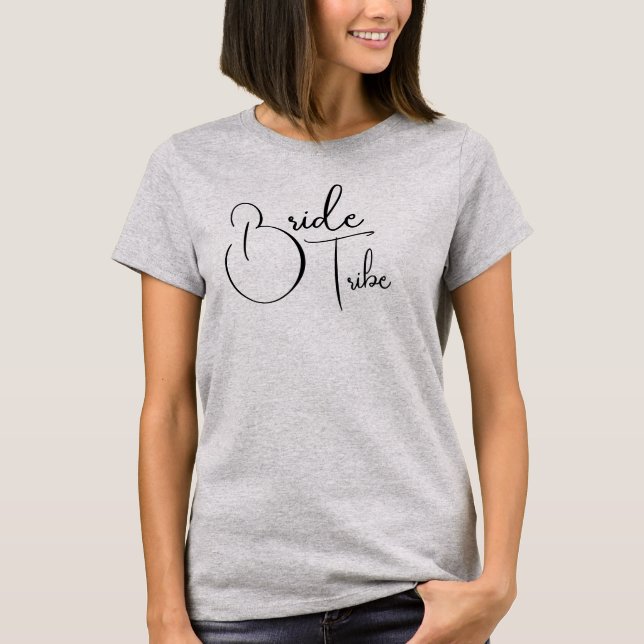 Camiseta de casamento com script Bride Tribe (Frente)