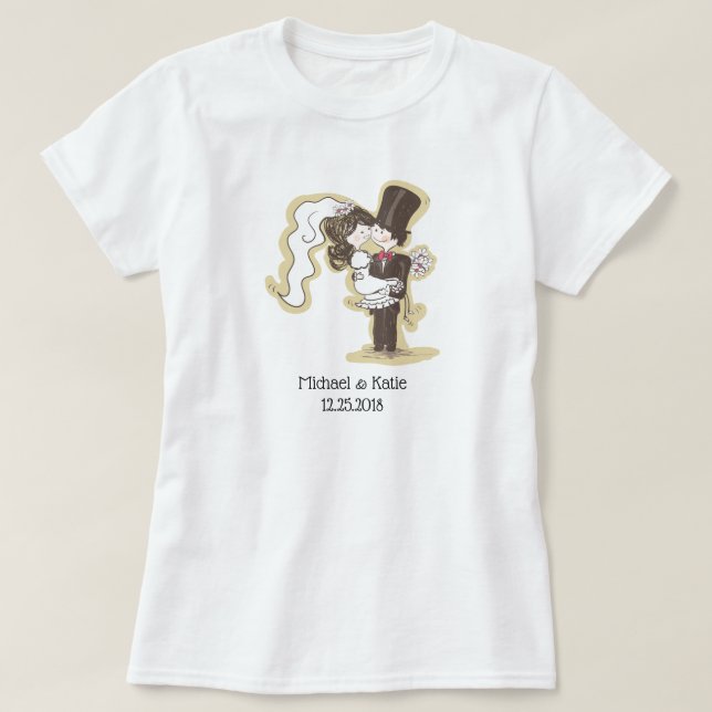 Camiseta de Casamento Noiva & Noivo (Frente do Design)