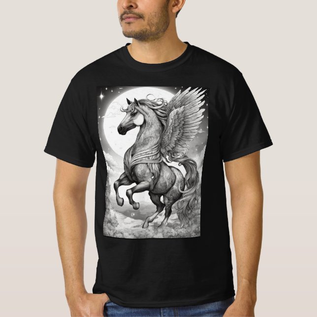 Camiseta de cavalo escamosa e branca (Frente)