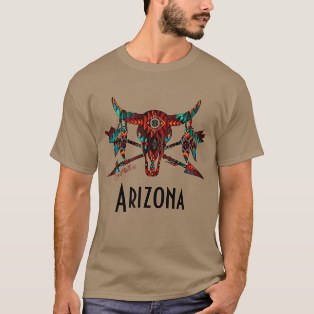 Camiseta de Caveira de Búfalo e Flechas (Frente)