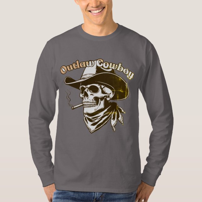 Camiseta de Caveira de Cowboy Fora da Lei – Esquel (Frente)
