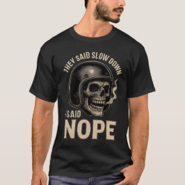 Camiseta de Caveira de Motociclista Engraçado Slow
