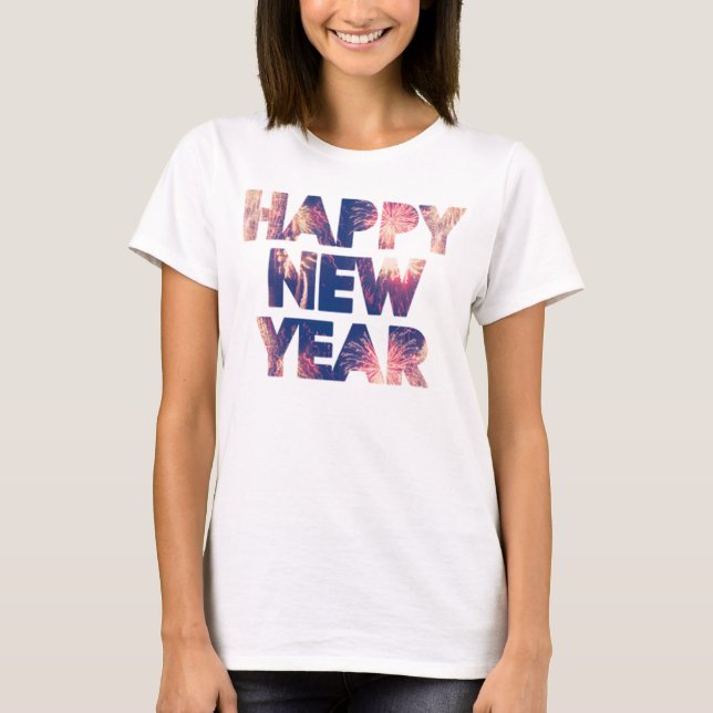 Camiseta de Celebração do Fireworks de felizes ano (Frente)