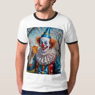 Camiseta de cerveja-palhaço assustadora para festa