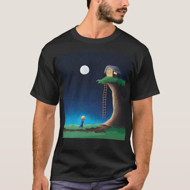 Camiseta de céu noturno com lua cheia (Frente)