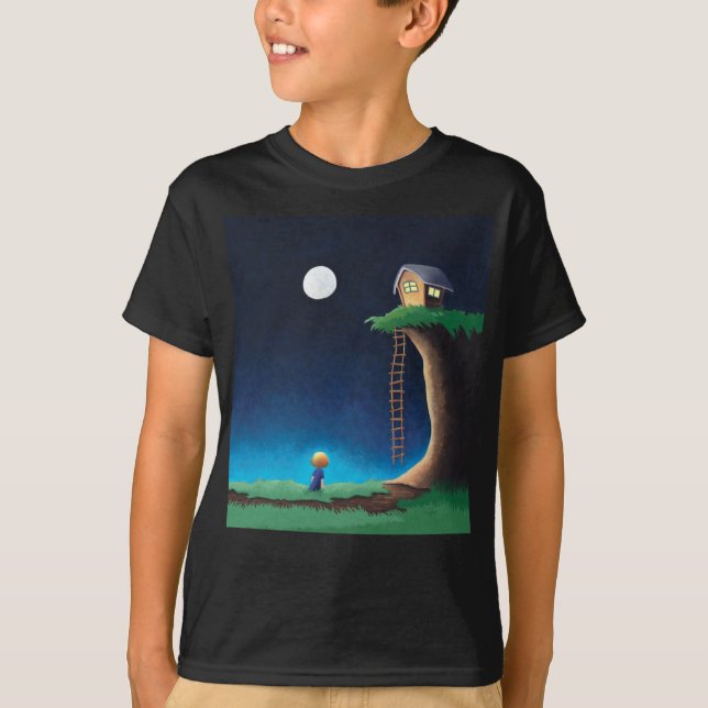 Camiseta de céu noturno com lua cheia (Frente)