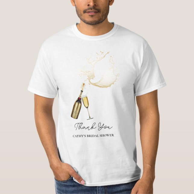Camiseta de Chá de Noiva Dourada Brunch & Bubbly P (Frente)