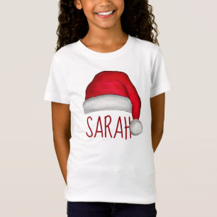 Camiseta de chapéu de Papai Noel, pintada com cru