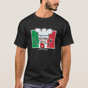 Camiseta de chef com bandeira italiana e desenho a