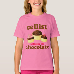 Camiseta de chocolate com cello