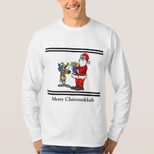 Camiseta de Chrismukkah de Papai Noel e Rena