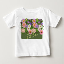 Camiseta de cima de bebê Floral Amantes Rosa e seu