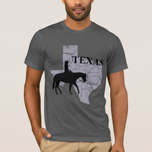 Camiseta de Cinzas do Texas Cowboy Grunge Mens (Frente)