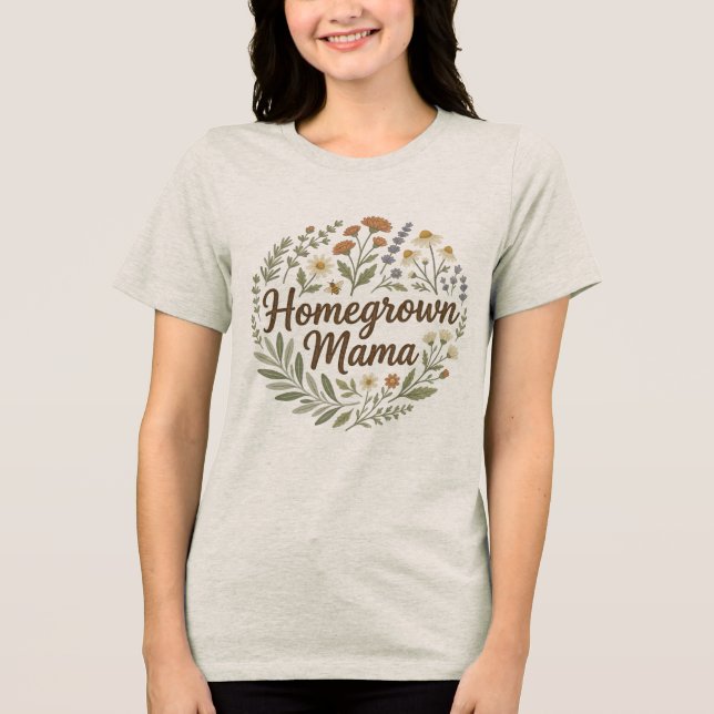 Camiseta de Círculo Botânico Vintage Homegrown Mam (Frente)