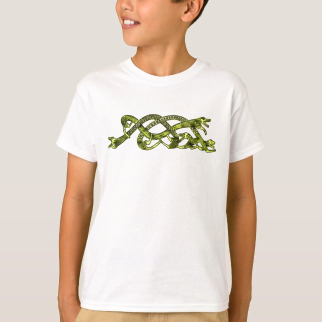 Camiseta de Cobras Viking Entrelaçadas Verdes Anti (Frente)