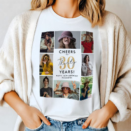 Camiseta de Colagem de Fotos de Aniversário de 30