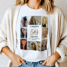 Camiseta de colagem de fotos de aniversário de 50