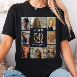 Camiseta de colagem de fotos de aniversário de 50